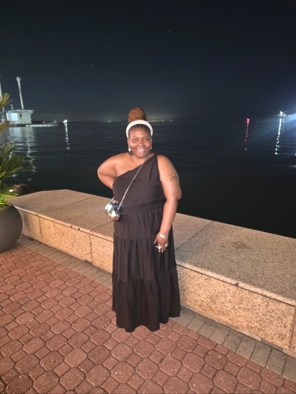City Chic Black One-Shoulder Tiered Maxi Dress